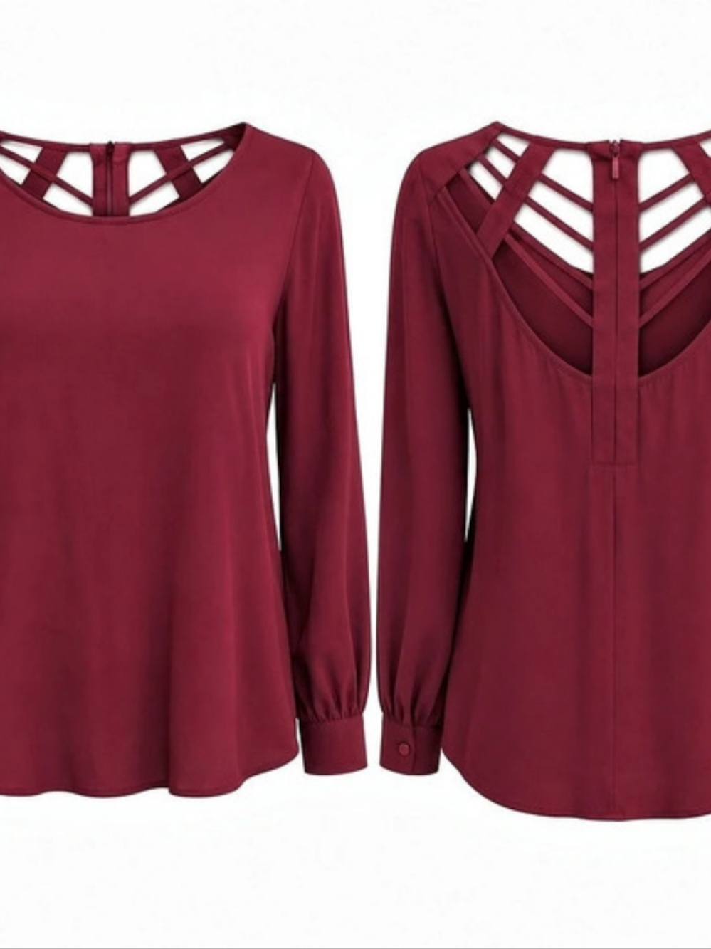 red by BKE Cutout Neck Blouse in Burgundy Large NWT